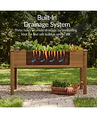 Best Choice Products Raised Garden Bed, Elevated Wooden Planter for Yard Foot Caps, Liner