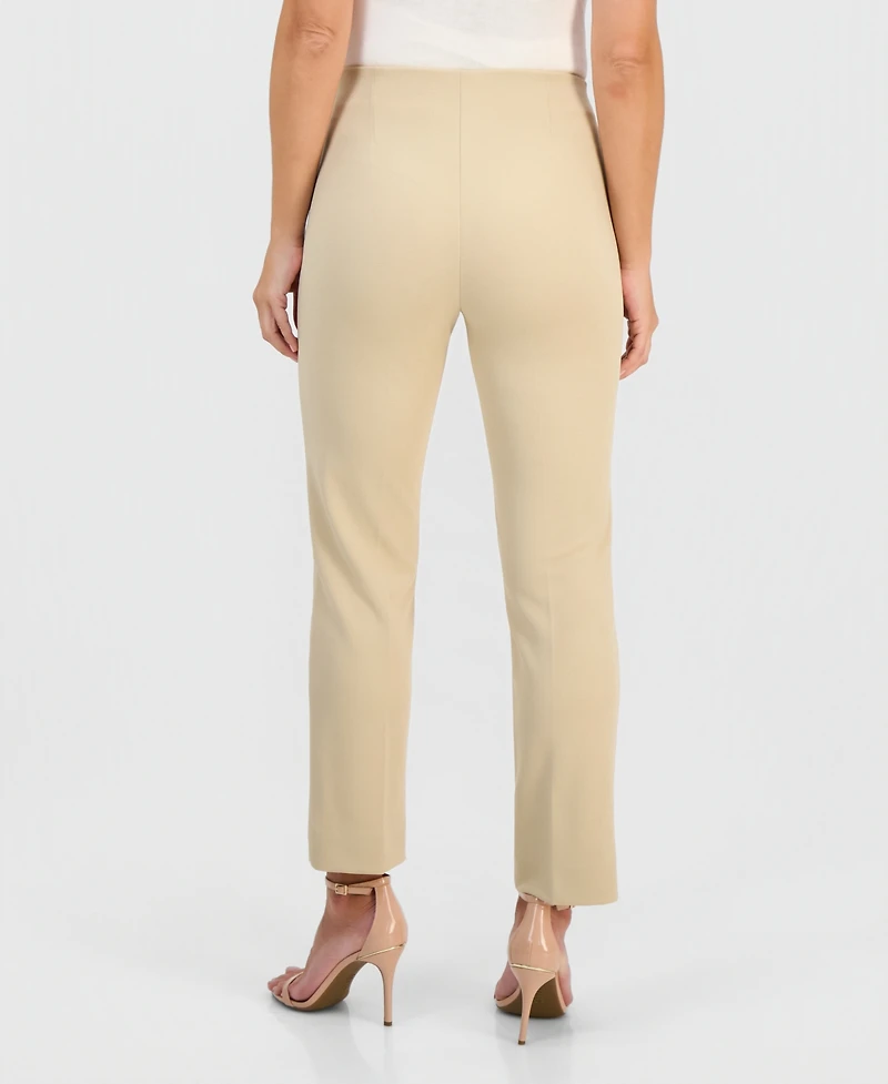 Anne Klein Women's Stretch Crepe Pull-On Hollywood Waist Straight Ankle Pants