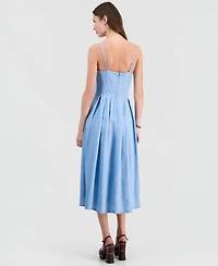 Guess Women's Bria Chambray Midi Pleated Dress