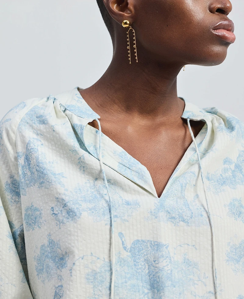 Reistor Women's Relaxed-fit Shirt with Drawstring Animal Print