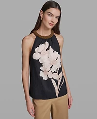 Karl Lagerfeld Paris Women's Floral Print Halter Neck Top