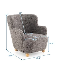 Slickblue Kids Sherpa Armchair Sofa with Wooden Legs, Soft Comfy Toddler Seating Chair