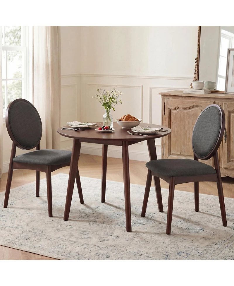 Slickblue Set of 2 Linen Fabric Side Chairs with Cushioned Seat