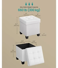 Slickblue Modern Faux Leather Storage Ottoman Cube Seat with Legs