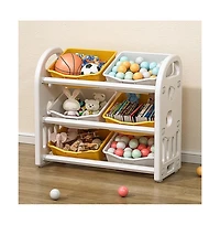 Rainsken Kids Toy Storage Organizer 3-Tier Shelves, 6 Removable Bins, Multi-Functional Kids Storage Organizer, for Boys Girls Bedroom Playroom