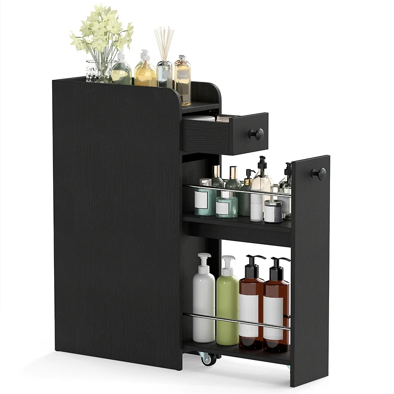 Gymax Small Bathroom Storage Cabinet 4-Tier Narrow Toilet Side Storage Cabinet