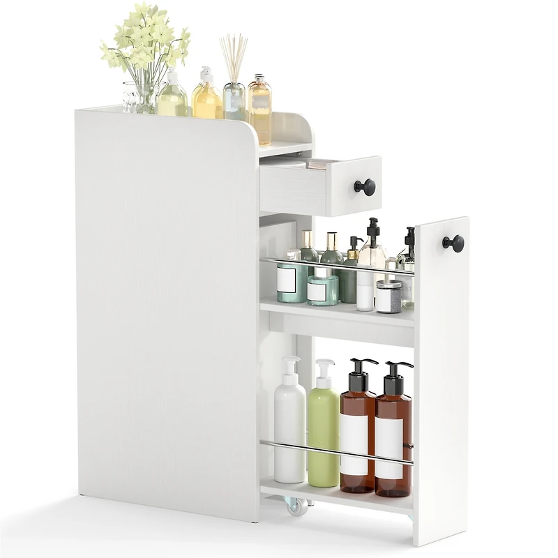 Gymax Small Bathroom Storage Cabinet 4-Tier Narrow Toilet Side Storage Cabinet