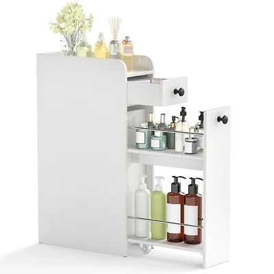 Gymax Small Bathroom Storage Cabinet 4-Tier Narrow Toilet Side Storage Cabinet