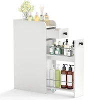 Gymax Small Bathroom Storage Cabinet 4-Tier Narrow Toilet Side Storage Cabinet