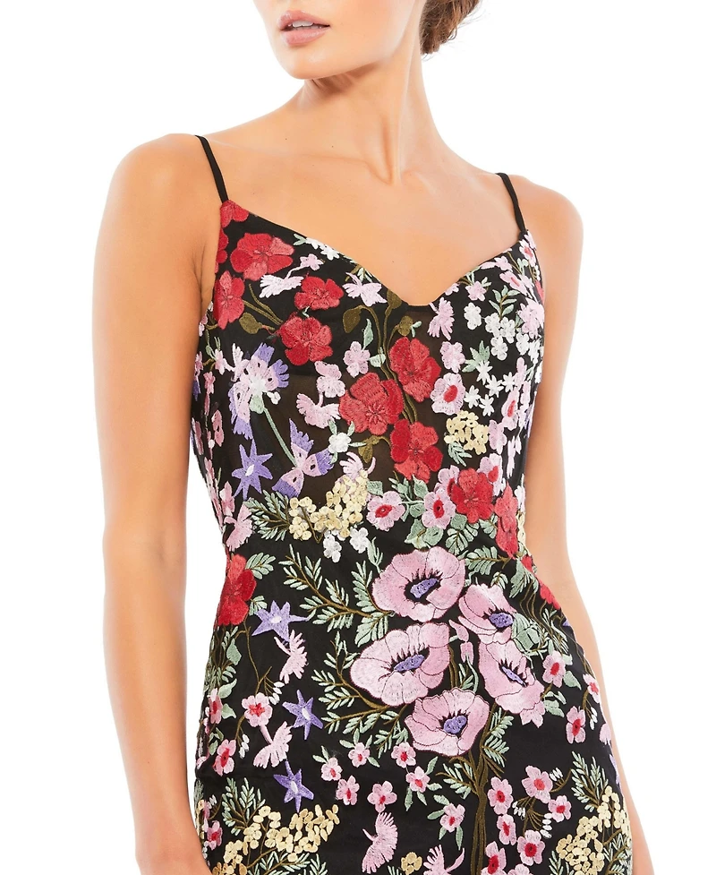 Mac Duggal Women's Ruffle Tiered Floral Cut-Out Chiffon Gown