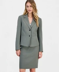 Kasper Womens Notched Collar Two Button Jacket Pencil Skirt