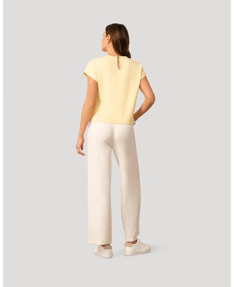 Cable & Gauge Women's Cable and Gauge Scuba Cutout Drop Shoulder Top