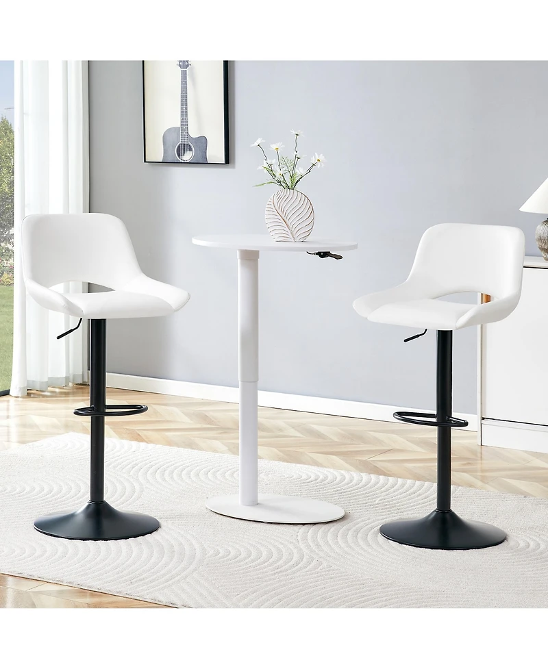Flynama Modern Swivel Adjustable Bar Stools Set of 2, Pu, 250 Lbs Capacity