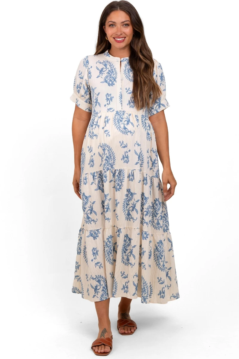 Blue Paisley Button