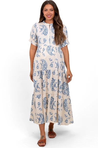 Blue Paisley Button
