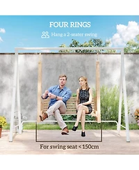 Outsunny Metal Porch Swing Stand, Heavy Duty Swing Frame, Hanging Chair Stand Only,528 Lbs Weight Capacity, for Backyard, Patio, Lawn, Playground, Whi