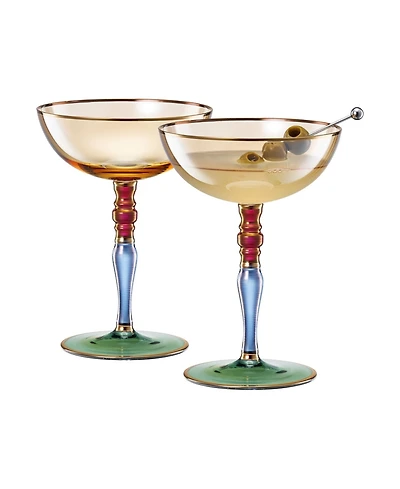 The Wine Savant Renaissance Amber Coupe Glasses, Set of 2