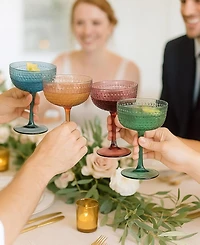 The Wine Savant Muted Hobnail Coupe Glasses, Set of 4