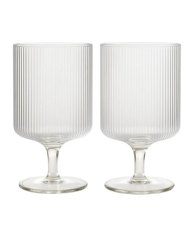 The Wine Savant Ribbed Goblet Glasses, Set of 2