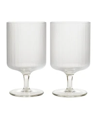 The Wine Savant Ribbed Goblet Glasses, Set of 2