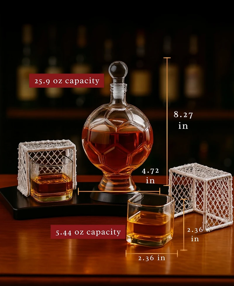 The Wine Savant Soccer Ball 3-Pc. Glass Decanter Set