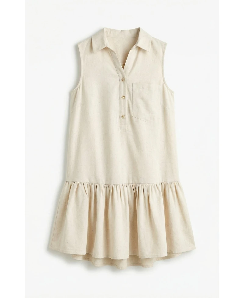 Modenaire Women's Sleeveless Collared Drop-Waist Pocket Dress