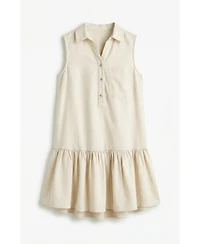 Modenaire Women's Sleeveless Collared Drop-Waist Pocket Dress