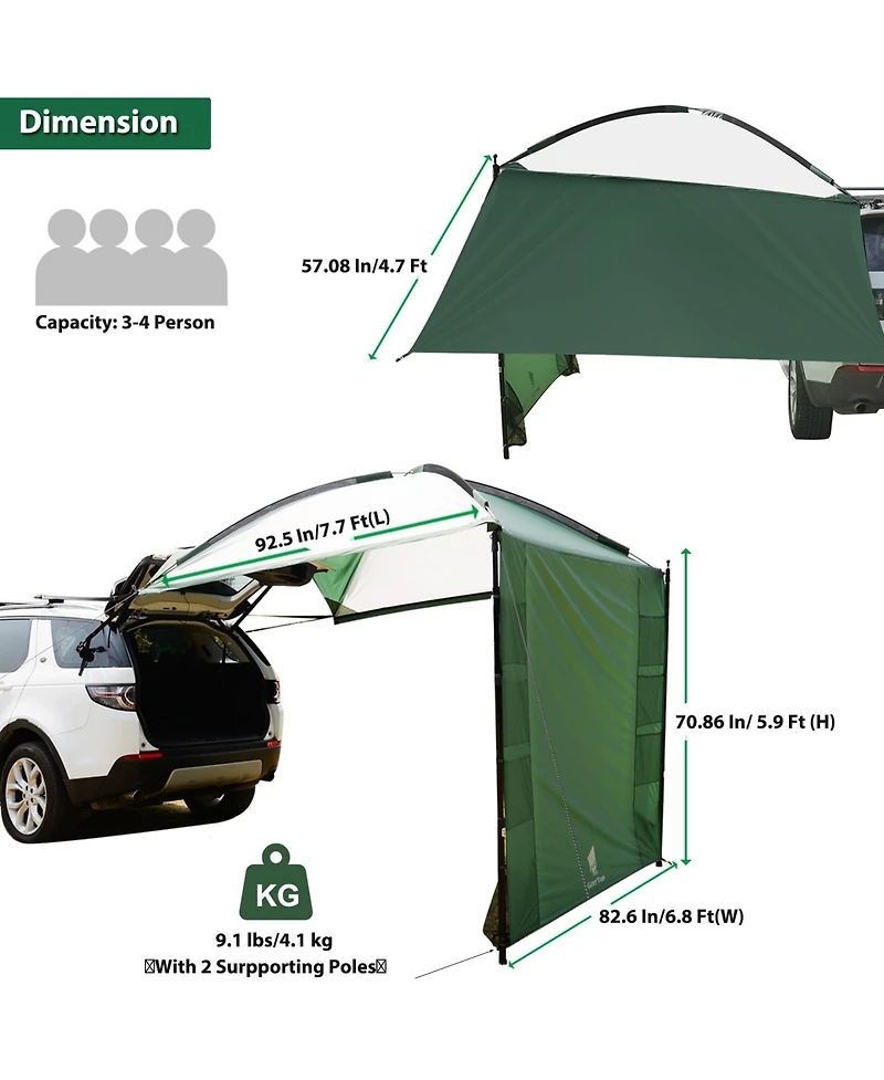 Naturehike Lightweight Car Side Tent for Suv Camping Vehicle Awning Truck Canopy Car Tent for Van Mpv Rv Jeep Outdoor Travel