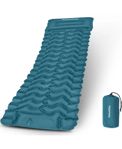 Naturehike Camping Sleeping Pad,Ultralight Inflatable Mat with Pillow Built-in Pump,2.6 Inch Lightweight Air Mattress