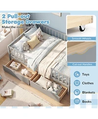 Slickblue Kids Full Daybed with Guardrails and 2 Storage Drawers