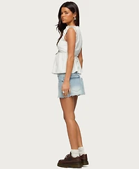 Edikted Women's Emree Distressed Denim Mini Skirt