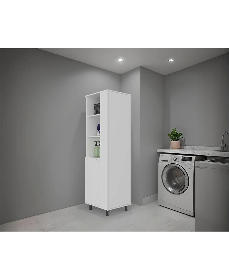Busdays Cleaning Supplies Cabinet Tall Storage Cabinet with Door and Shelf Freestanding Organizer for Bathroom Laundry Utility Room