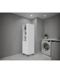 Busdays Cleaning Supplies Cabinet Tall Storage Cabinet with Door and Shelf Freestanding Organizer for Bathroom Laundry Utility Room