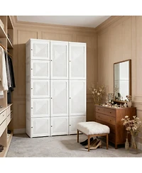 Clihome 41" Foldable Clothing Storage Cabinet Closet Entryway Wardrobe with Magnetic Door