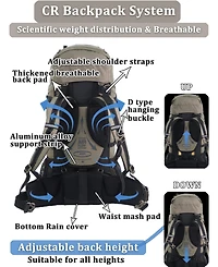 Naturehike 70+5L Hiking Backpack with Rain cover, Waterproof Lightweight Camping Backpack for Men & Women, Travel