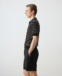 Mango Men's Striped Knit Cotton Polo Shirt
