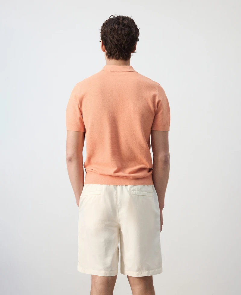 Mango Men's Microstructure Fine-Knit Polo Shirt