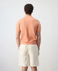 Mango Men's Microstructure Fine-Knit Polo Shirt