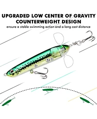 Gnuadz Top Water Plopper Fishing Lure Bkk Hooks Surface Wobble Bait