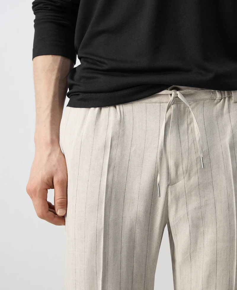 Mango Men's Striped Slim-Fit Linen Pants