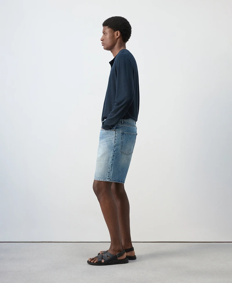 Mango Men's Straight-Fit Denim 8.86" Bermuda Shorts