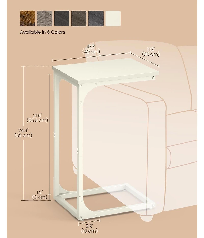 Slickblue Space Saving C Shaped End Table for Couch and Bedroom Use