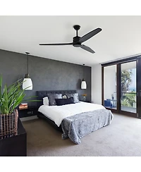 Homsee Modern 52-Inch Black Ceiling Fan with Solid Wood Blades