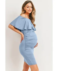 Hello Miz Maternity Off-The-Shoulder Ruffle Bodycon Dress