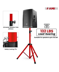 5 core Speaker Stands Pair Adjustable 54 Inch Tripod 132 lbs Capacity 35mm Mount for Dj Pa Use