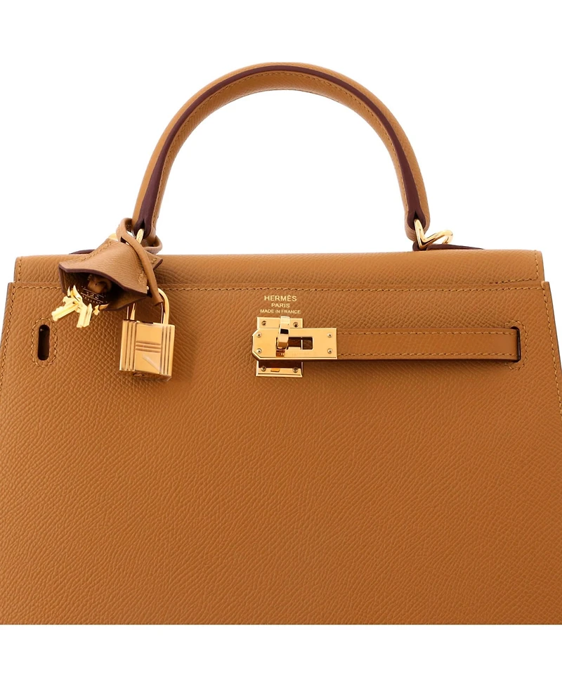 Pre-Owned HERMES Kelly 25 Handbag Brown Epsom with Gold Hardware