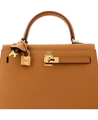 Pre-Owned HERMES Kelly 25 Handbag Brown Epsom with Gold Hardware