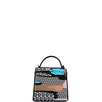 Pre-Owned Salvatore Ferragamo Small Boxyz Top Handle Bag Printed Gancini Jacquard and Leather
