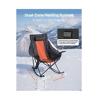 Sugift Heated Camping Chair 3 Heating Settings Large-Sized Padded Folding Rocker