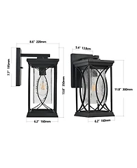 Busdays 14 Inch Outdoor Wall Lantern Crackled Glass Weather Resistant Sconce E26 Base for Porch Patio Entryway Bulb Not Included
